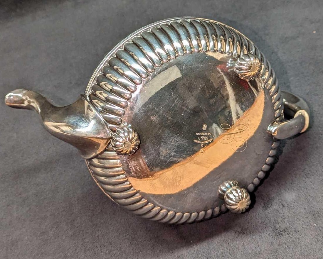 Vintage Gorham Silverplate Ribbed Pattern Teapot - 5
