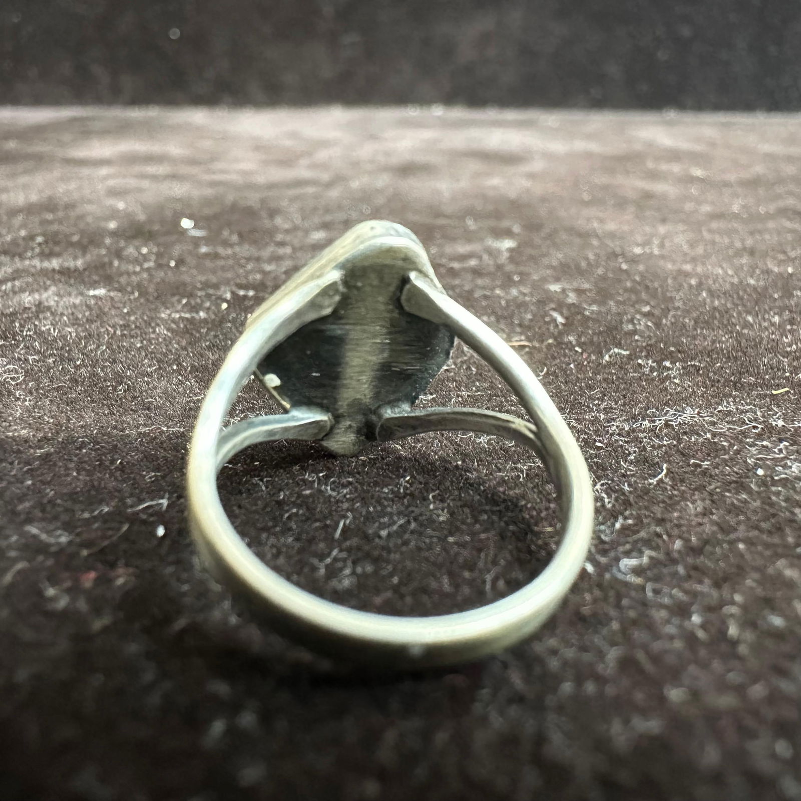 Small Turquoise Unique Shape Silver Ring Size 5 - 3