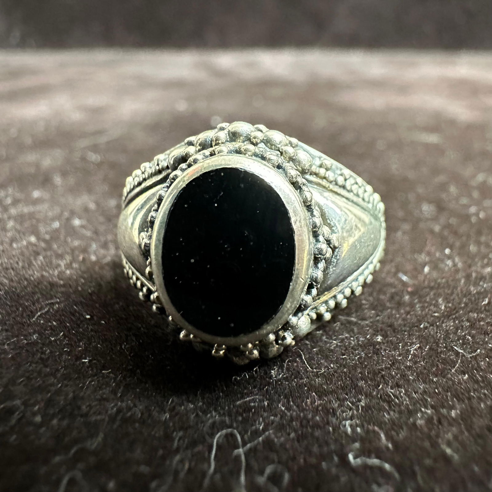 MWS Thailand Black Onyx 925 Silver Sterling Ring Size 8 (1 of 7)