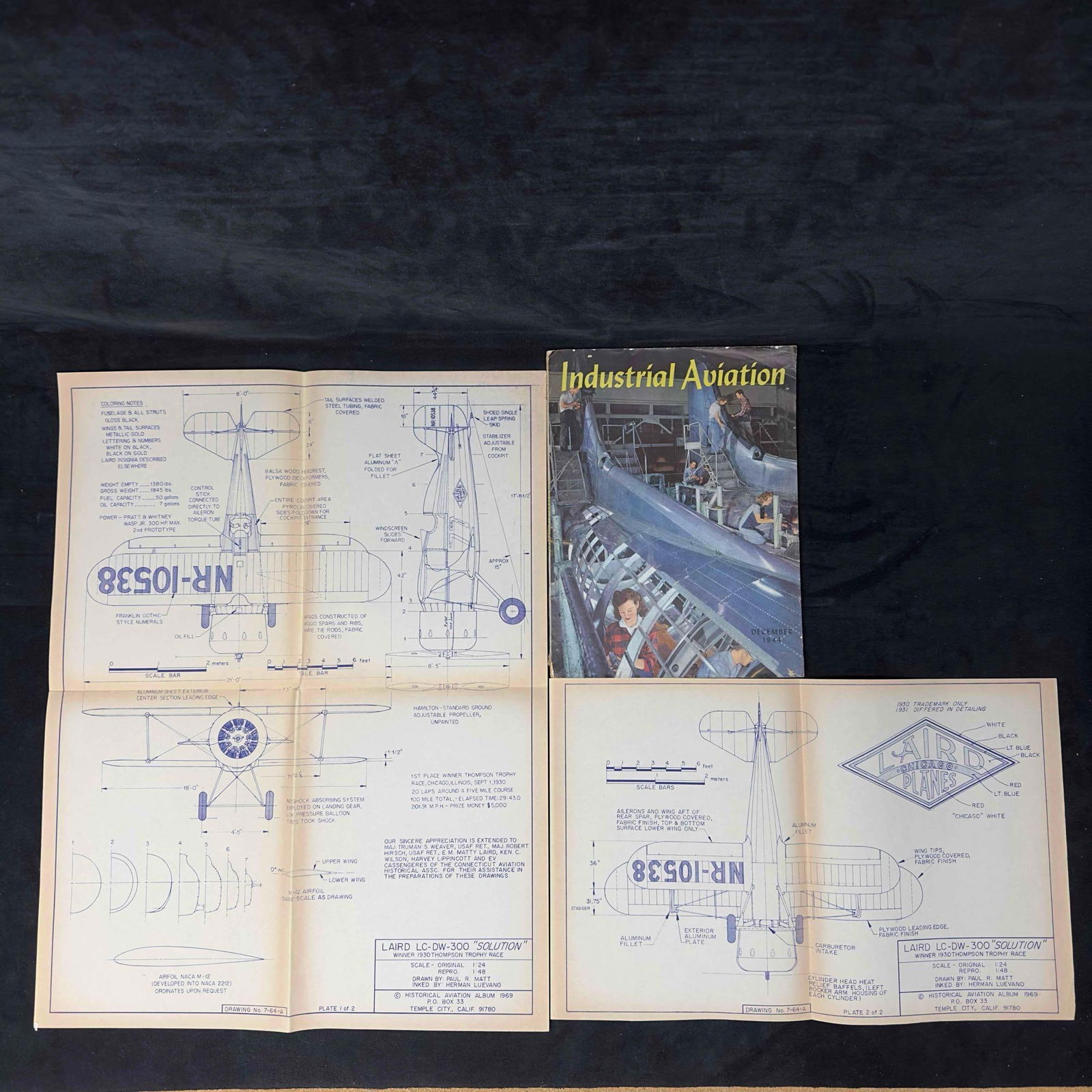 Industrial Aviation Magazine 1944 and Laird LC-DW-300 Solution Chicago Planes Drawing Blue Print (1 of 7)