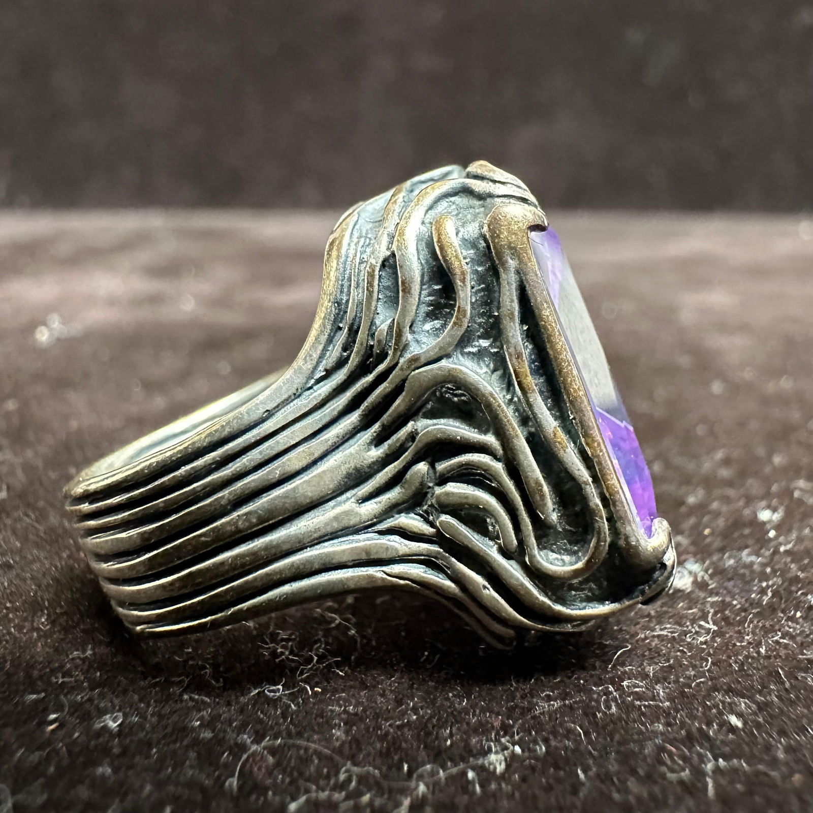 Silpada Lavender Fields Sterling Silver Large Amethyst Statement Ring - 7