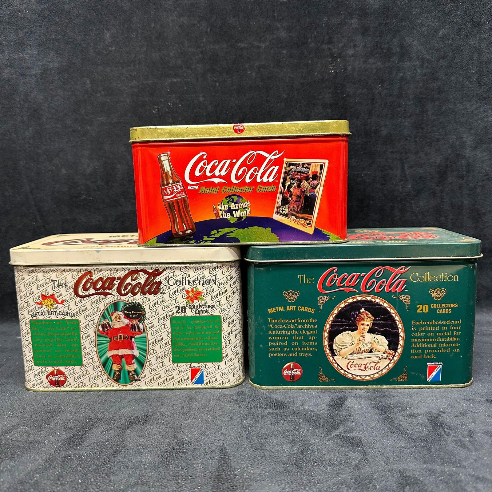 Coca Cola Metal Art Collector Cards Group Three Tins with Cards and Certificates (1 of 8)