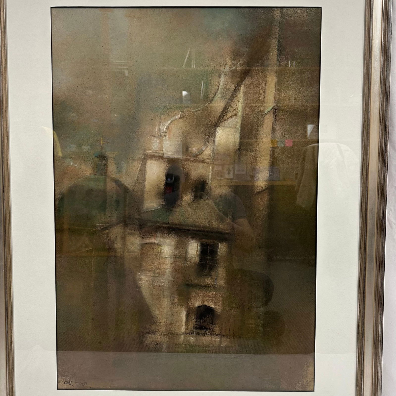 Framed Architectural Abstract Mixed Media Artwork Signed Dated - 3