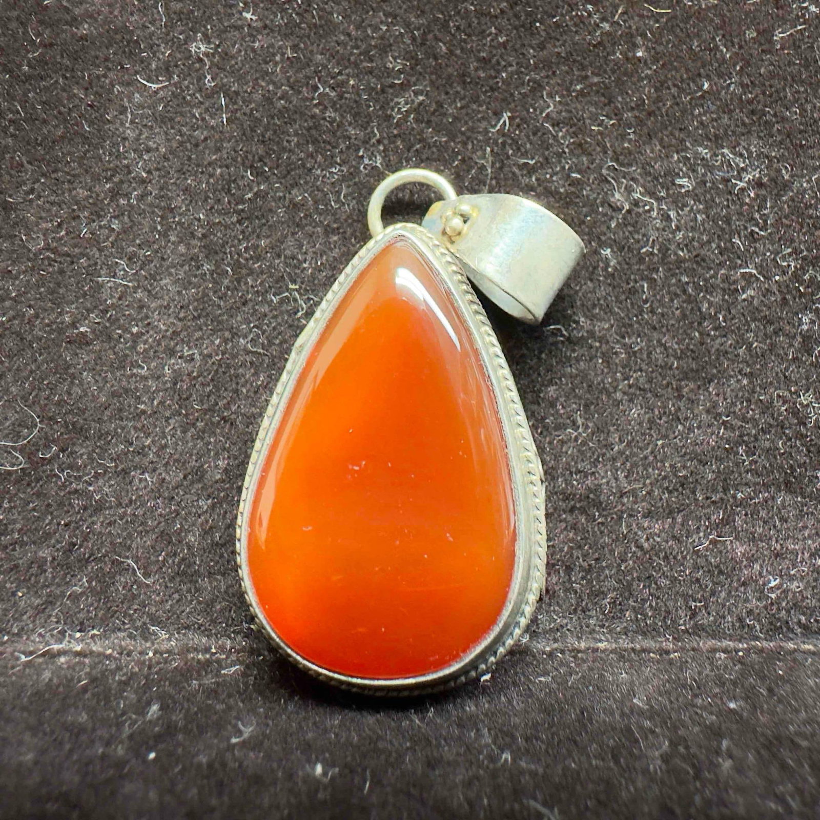 Sterling 925 Silver Carnelian Gemstone Tear Drop Pendant C88 (1 of 6)