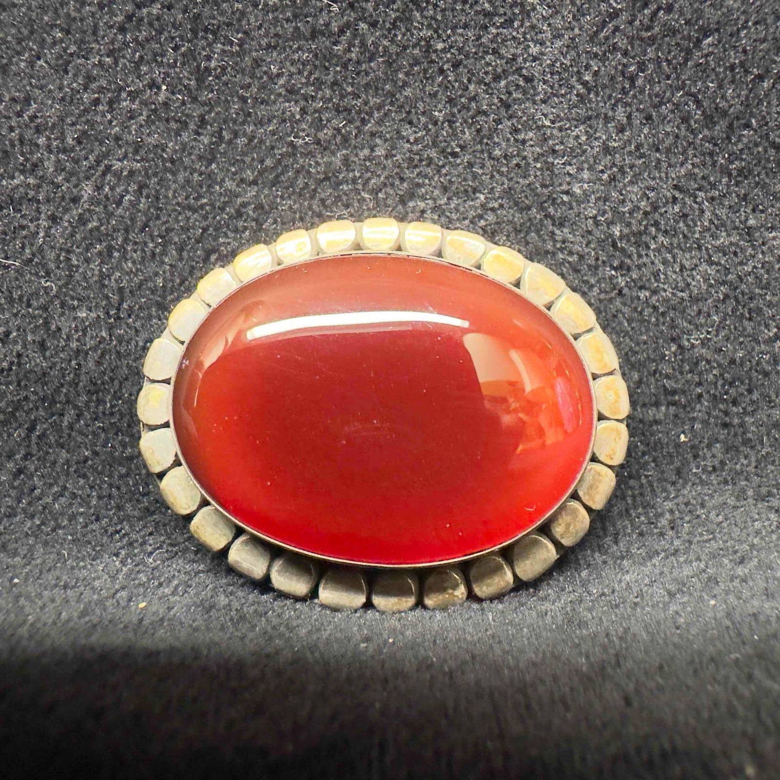 Reddish Orange Carnelian Gemstone Sterling Silver Brooch B74 (1 of 7)