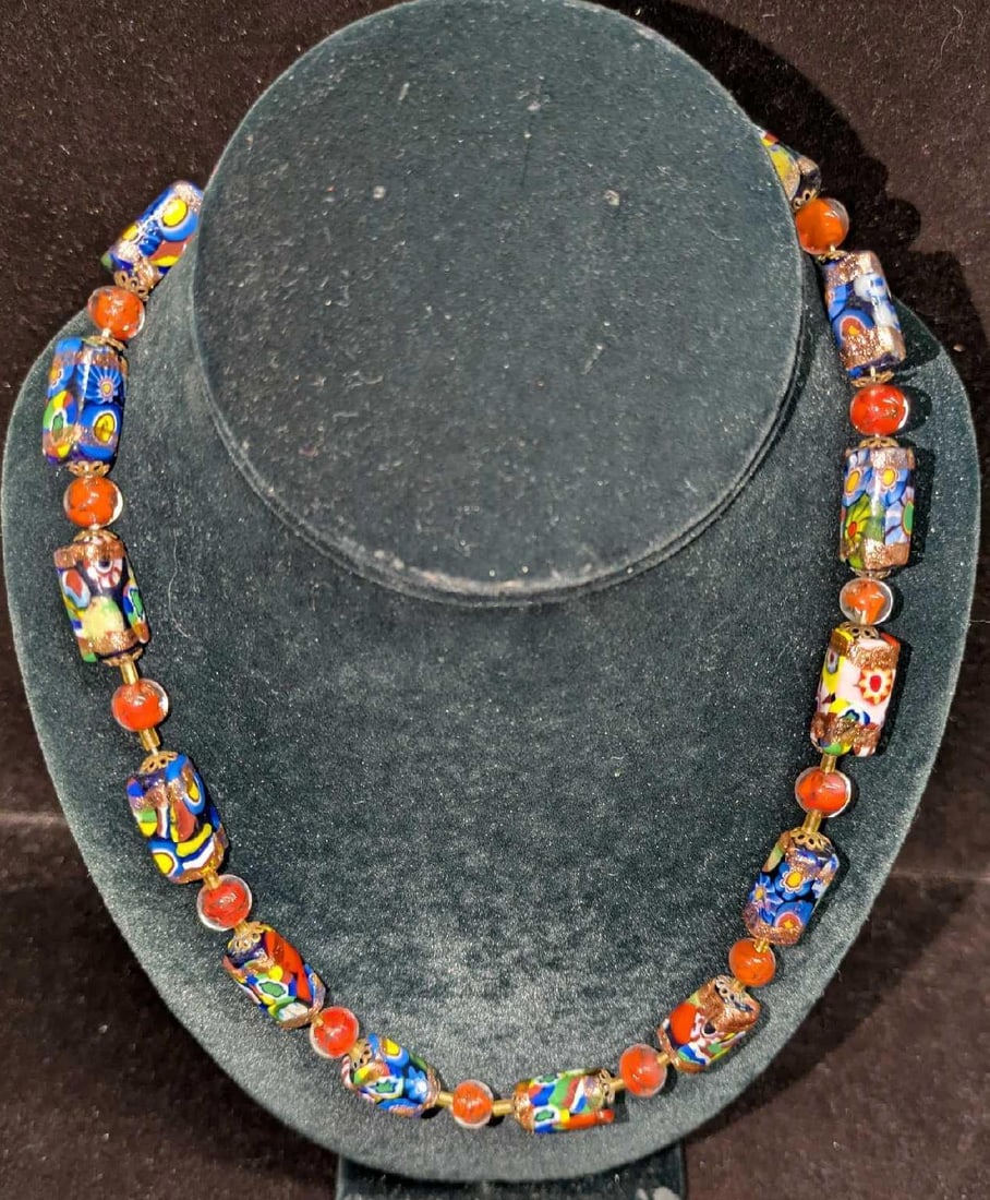 Vintage Italian Art Glass Bead Necklace QQQQ (1 of 4)