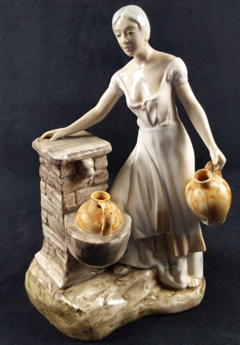 Vintage Ceramic Girl With Water Jugs Lladro Clone (1 of 7)
