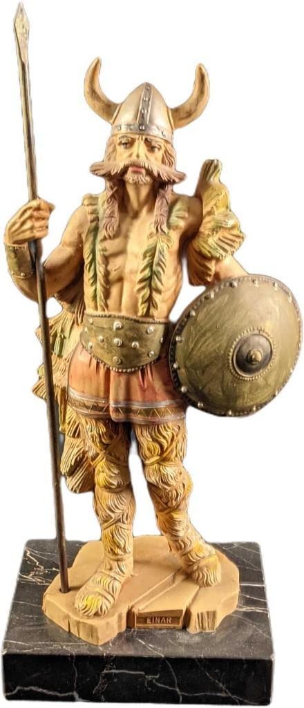 Depose EINAR Viking Painted Resin Warrior Figure: Depose Italy EINAR Viking hand-painted resin warrior figure with a removable spear. The figure is approx 5" x 4" x 12" and it weighs 3.56 lbs. The figure is in good, used condition with some chips on