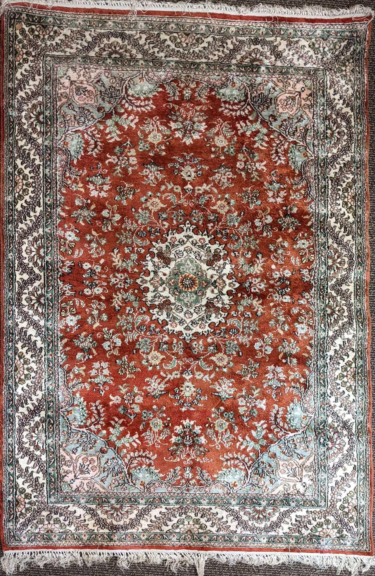 Afghan Hand Knotted Wool Rug 68" x 47". (1 of 7)