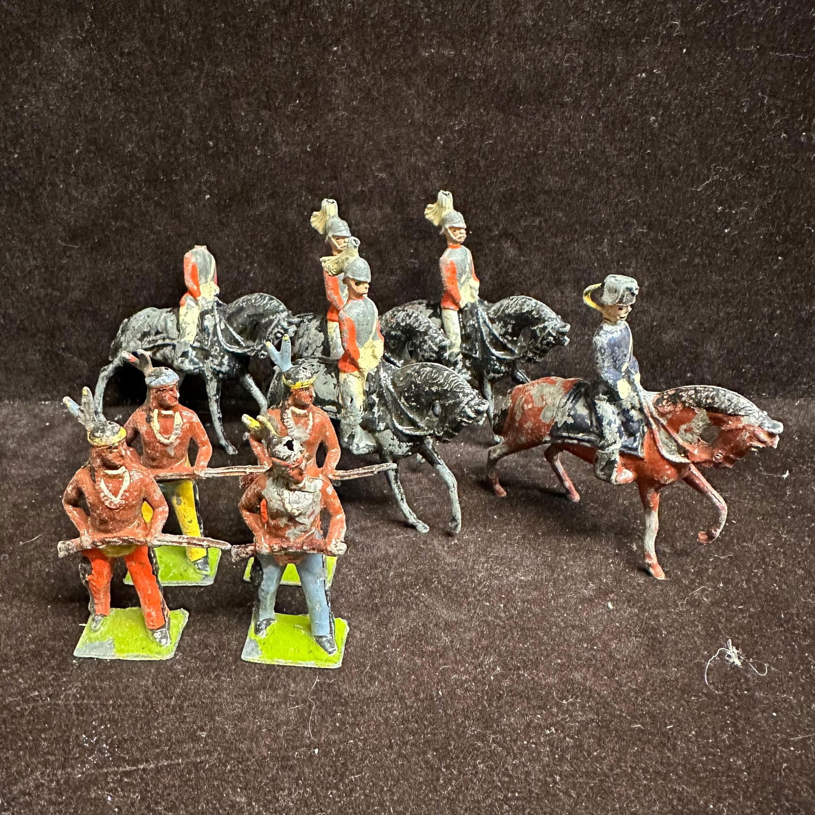 Mixed Lot Lead Toy Soldier Figures with Cavalry and Native American Warriors (1 of 7)