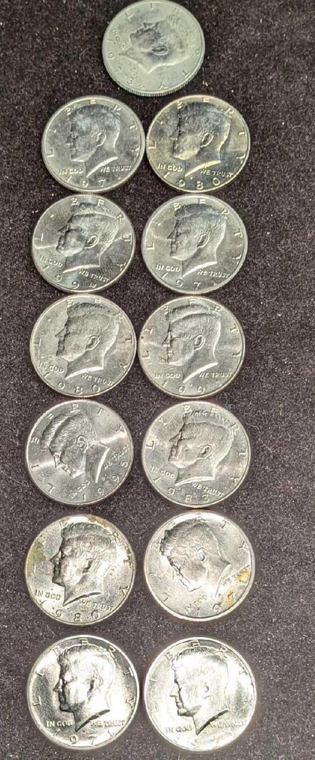 13 Kennedy Half Dollars 1971-1995 (1 of 2)