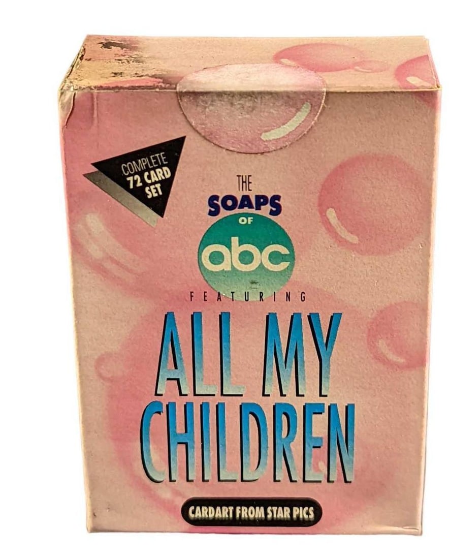 All My Children Complete Card Factory Sealed Set: All My Children - Complete 72 Card Factory Sealed Boxed Set. These were released in 1991 by Star Pics Inc. As noted in the box, "May Contain At Least One Original Authenticated Autographed Card". The