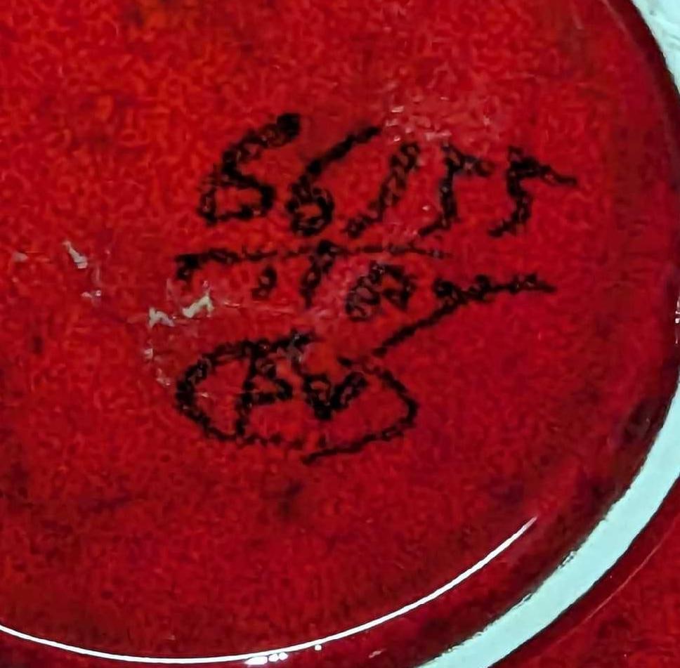 12" Handmade Red Ceramic Platter D - 2