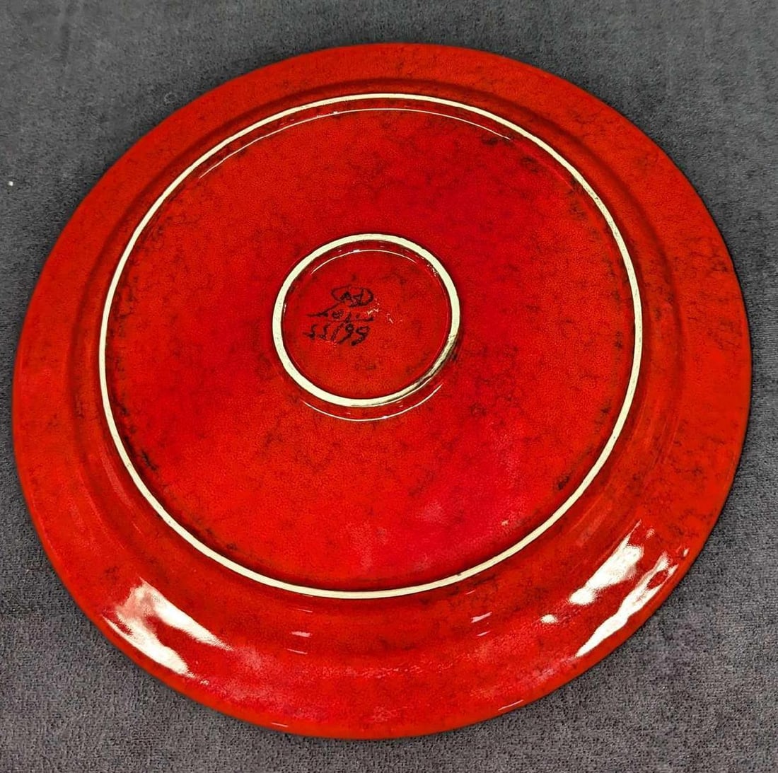 12" Handmade Red Ceramic Platter D - 3