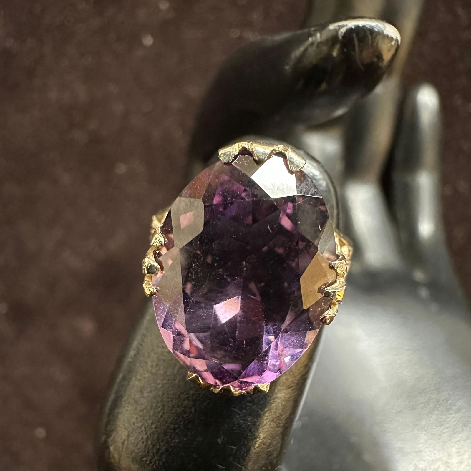 Amethyst Faceted Oval Stone Setting 14K White Gold Ring Size 5: This item is in good pre-owned, previously used/displayed condition with noticeable light wear and surface scratches. Please reference all photos for full details. This piece of jewelry has been