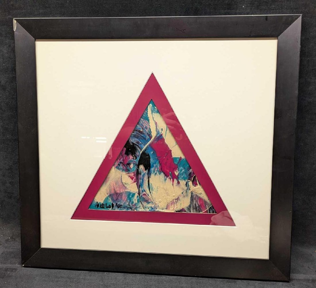 Framed Abstract Triangle Oil On Panel Art (1 of 5)