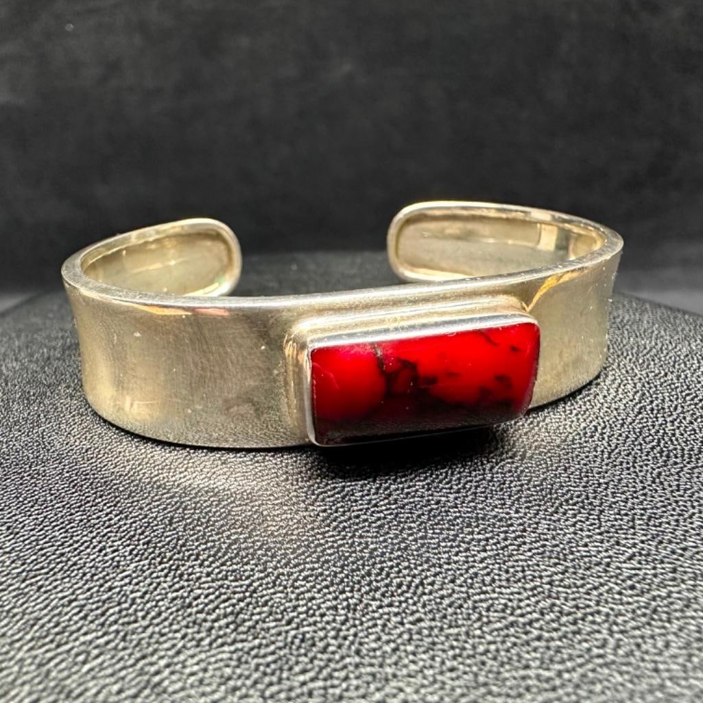 Sterling Enamel Adjustable Cuff Bracelet - 3