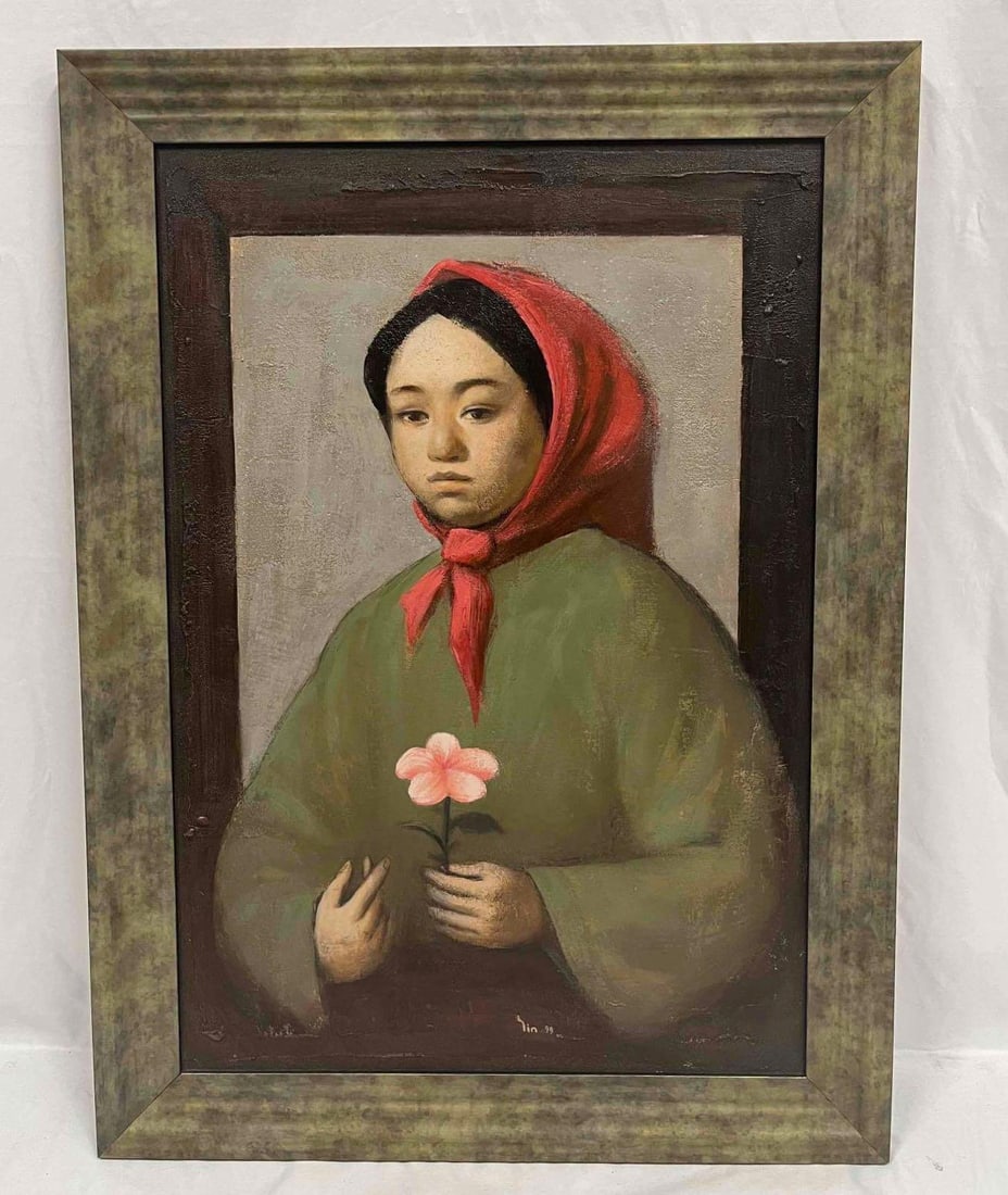 Framed Original Oil On Canvas By Lin '99 (1 of 12)