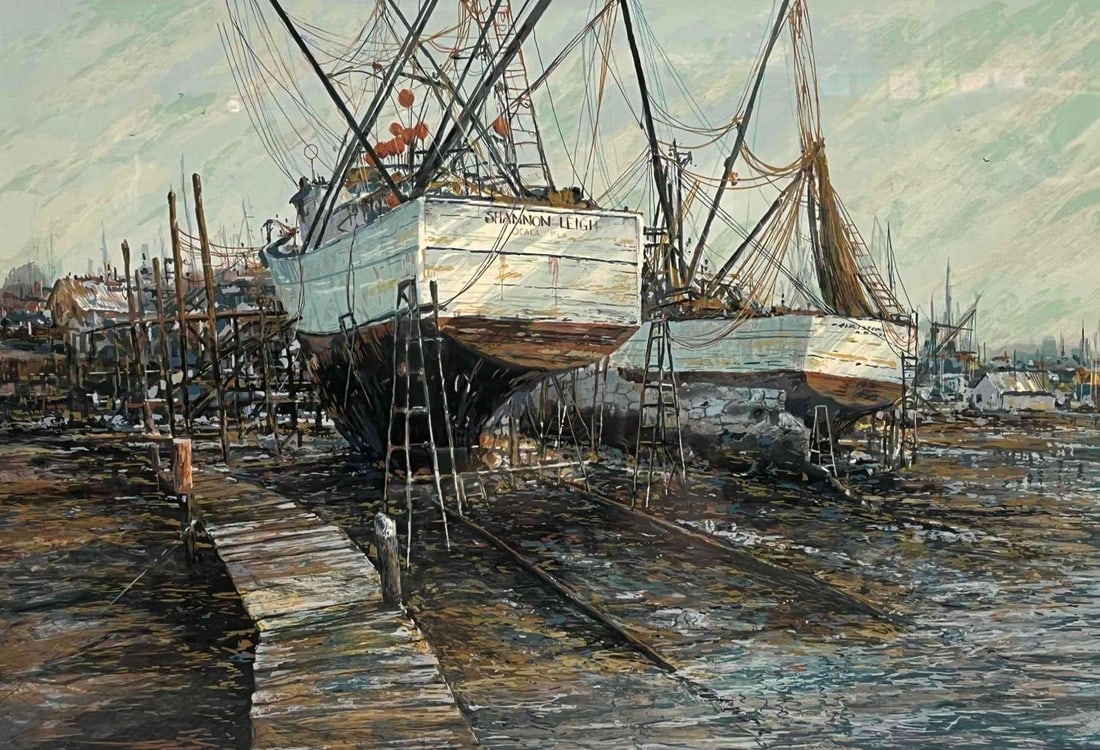 Signed & Numbered Serigraph "Dry Dock" By Schofield - 3