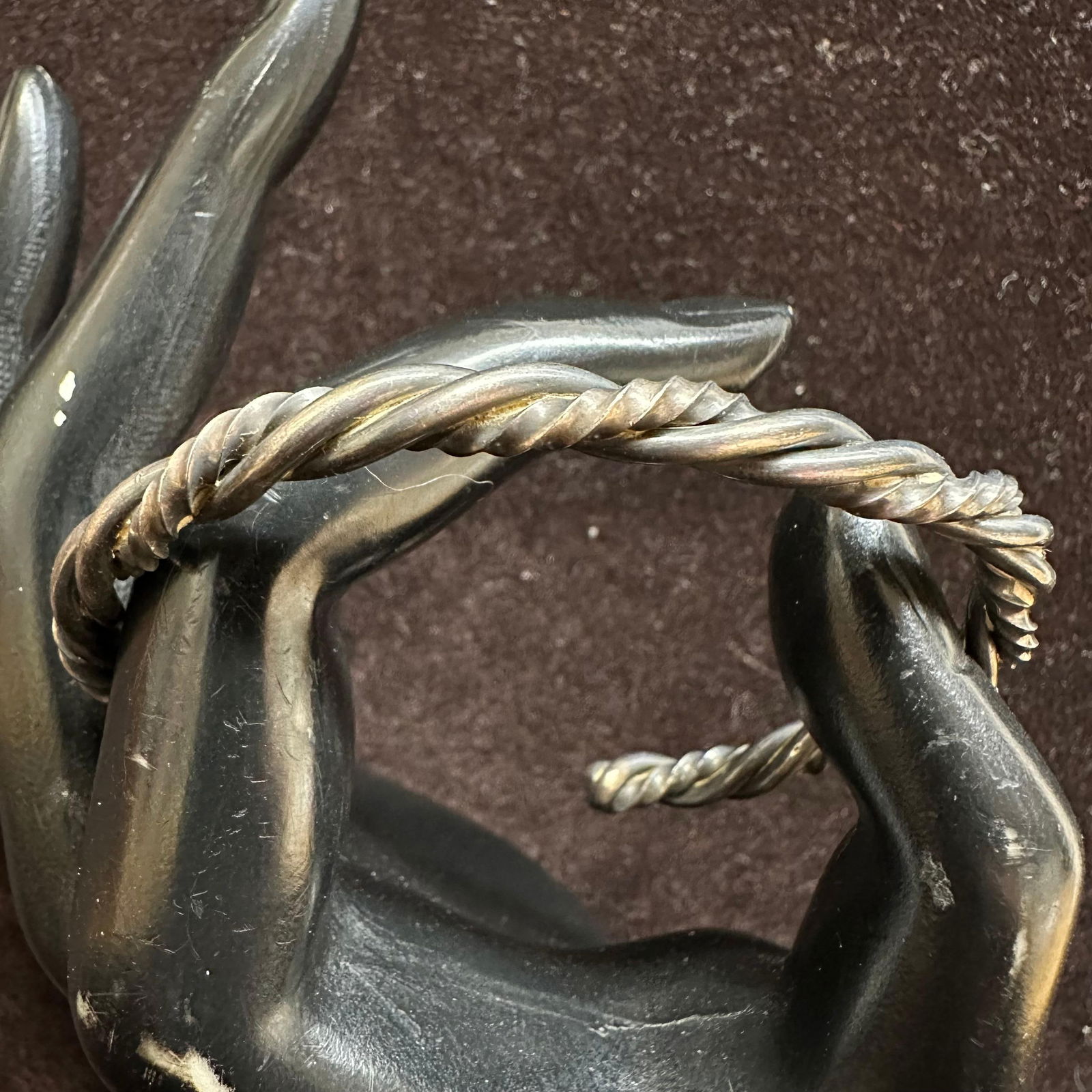 Twisted Silverwork Cable Cuff Silver Bracelet Unmarked Bangle: This item is in good pre-owned, previously used/displayed condition with noticeable light wear and surface scratches. Please reference all photos for full details. This piece of jewelry has been teste