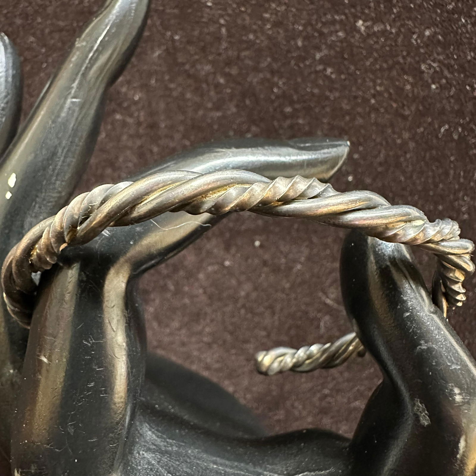 Twisted Silverwork Cable Cuff Silver Bracelet Unmarked Bangle - 2