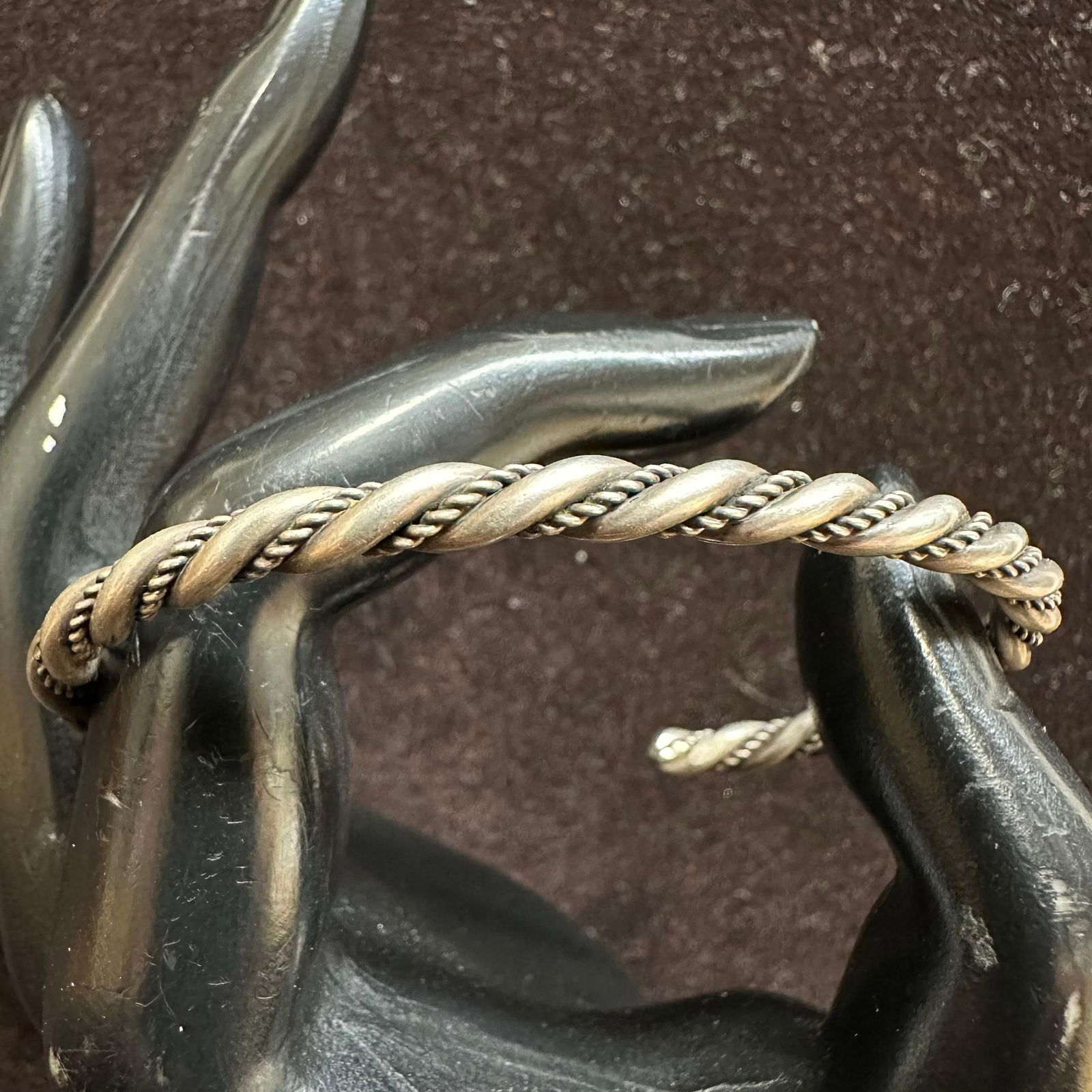 Silverwork Ornate Fine Twisted Cable Bracelet Unmarked Silver: This item is in good pre-owned, previously used/displayed condition with noticeable light wear and surface scratches. Please reference all photos for full details. This piece of jewelry has been teste