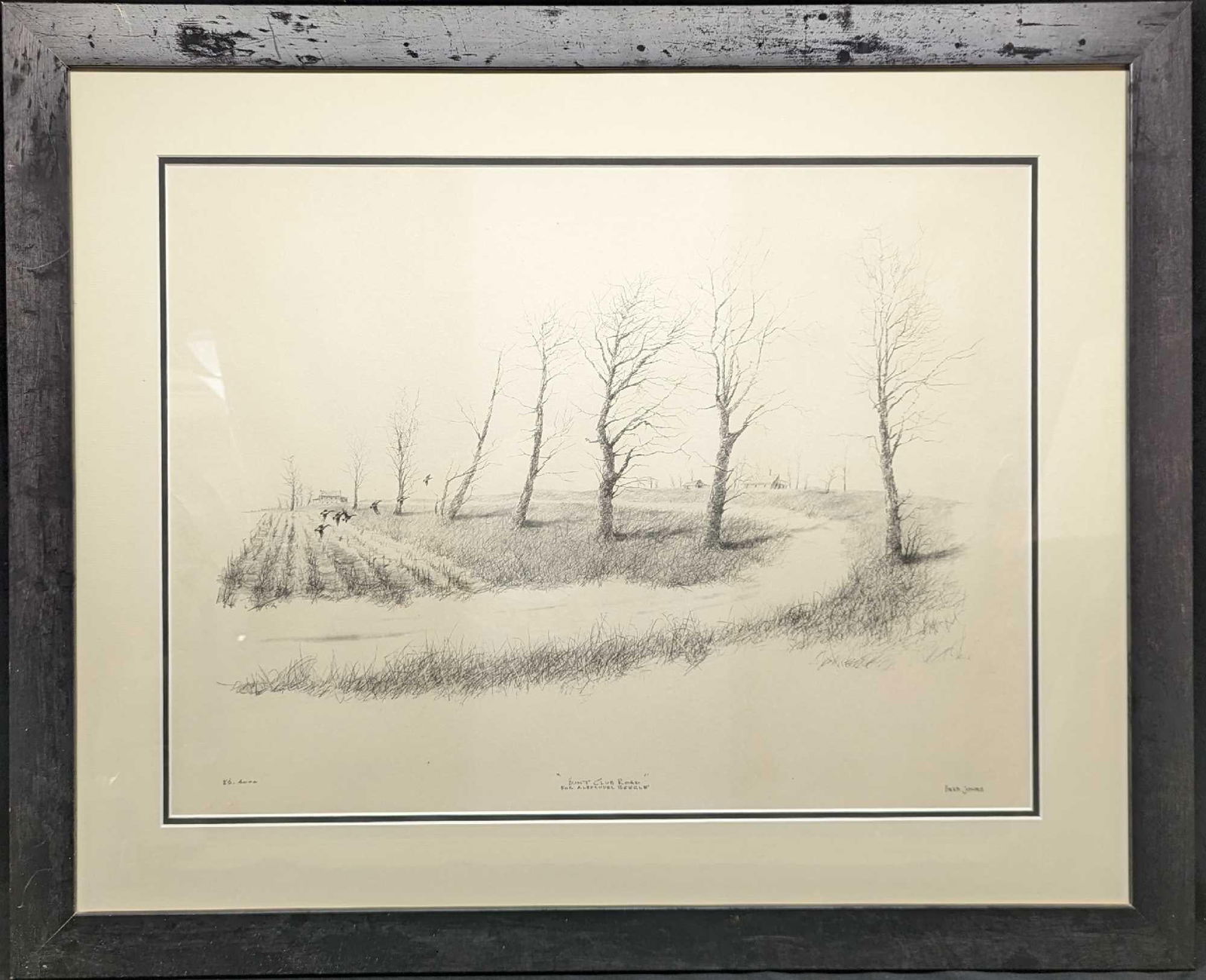 Framed Herb Jones LE Hunt Club Road Print: Framed Herb Jones LE Hunt Club Road Print. The print was not numbered, but it was limited to a release of 4000 prints. The signature on the right is part of the print and not an original. The framed p