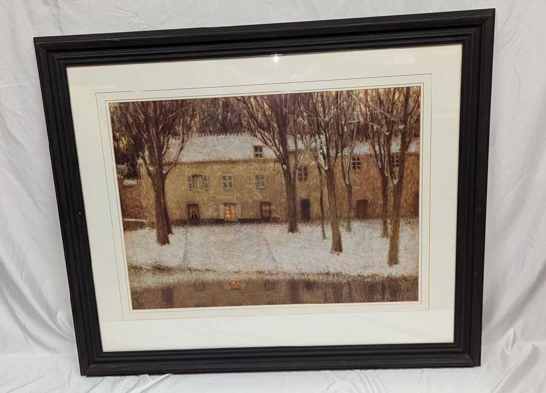 Framed Henri Augustin Le Sidaner Small Spot by The Water: Framed Henri Augustin Le Sidaner Small Spot by The Water. This framed print is approximately 41 3/4" x 1 1/2" x 35" and weighs 17.70 lbs. Please note, that the signature is part of the print and not