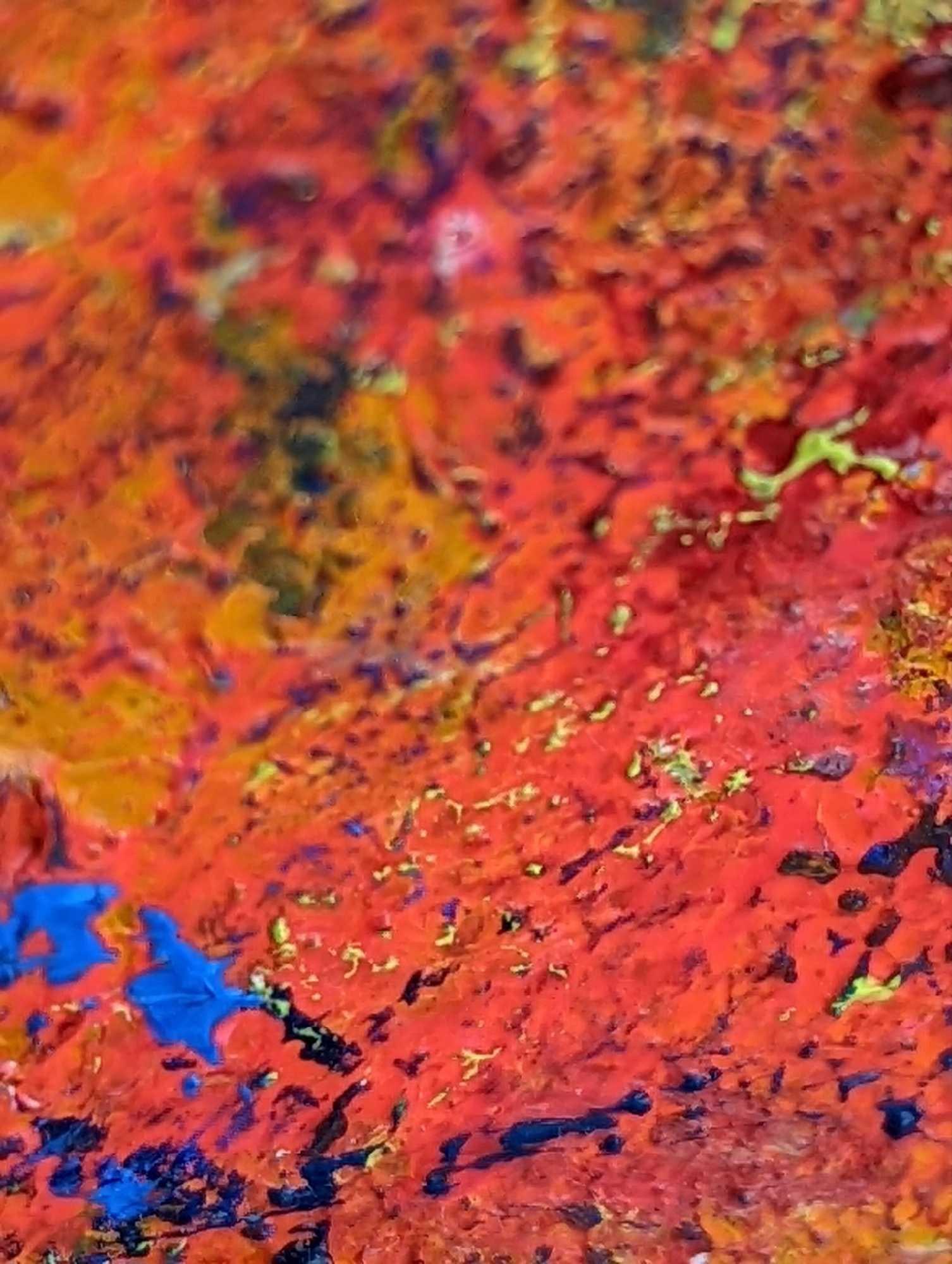 Original Marcia Herring Acrylic On Canvas: Original acrylic on canvas. Is approx 47 3/4" x 2 1/2" x 48 1/2" and it weighs 11.50lbs. The original is in a good, used condition with some wear on the paint, some paint loss, and there