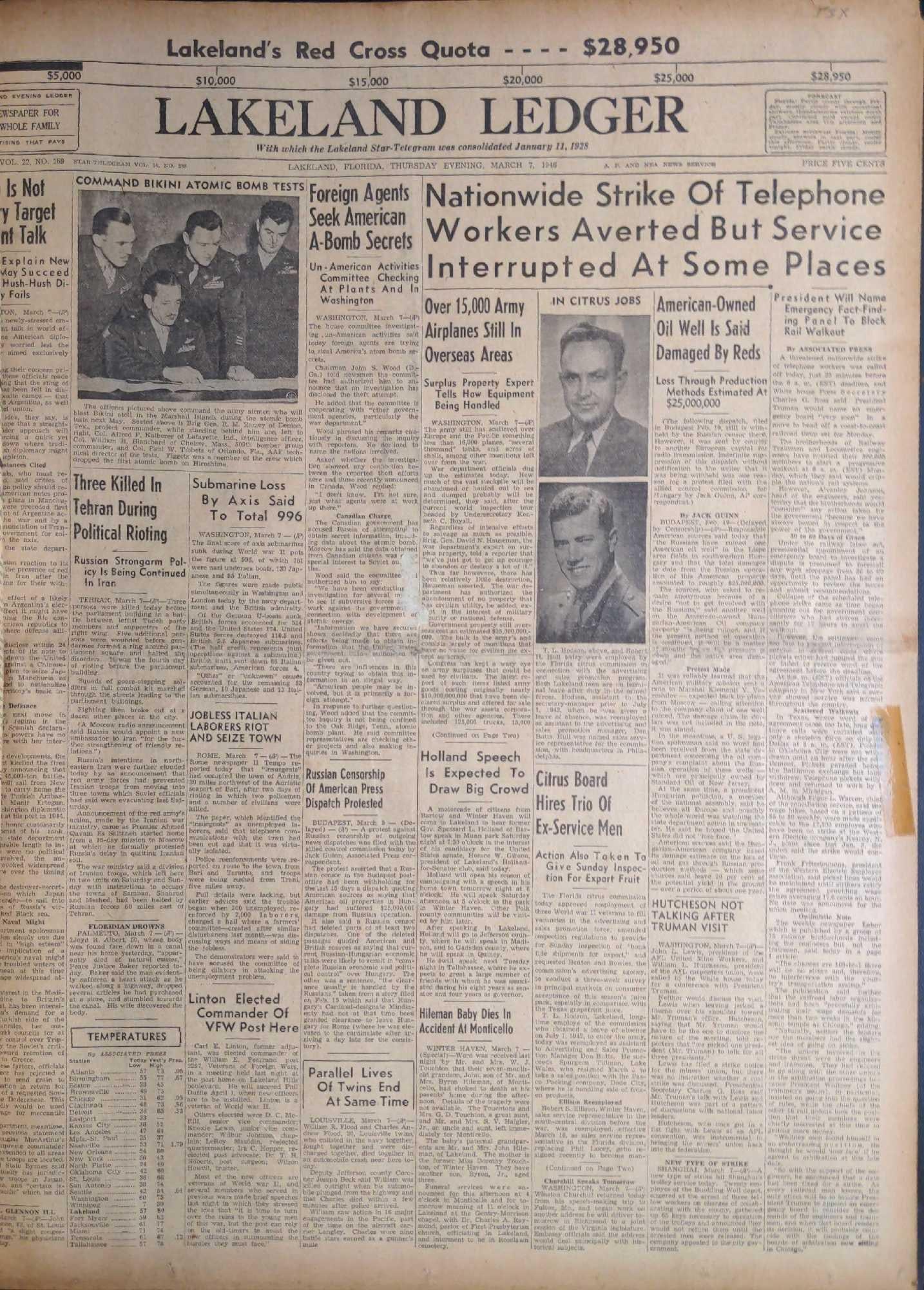 Vintage Bound Florida Lakeland Ledger Jan To March 1946 (1 of 8)