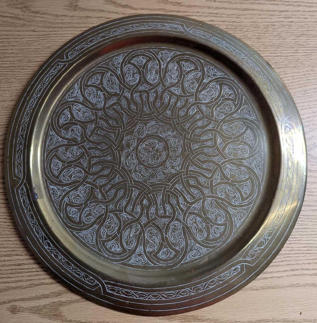 Vintage Etched Brass Plate Tray (1 of 5)