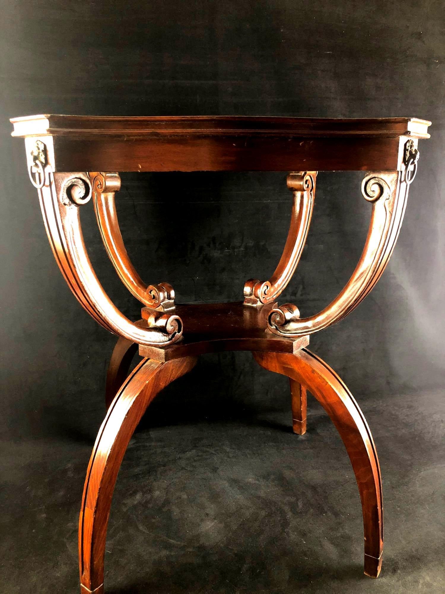 Adams Always Table Circa 1930's: Adams Always table found in a recent estate. Adams Always has been making furniture since the early 20th century. This piece in particular has lion motifs alone the outsides of the supports. Still
