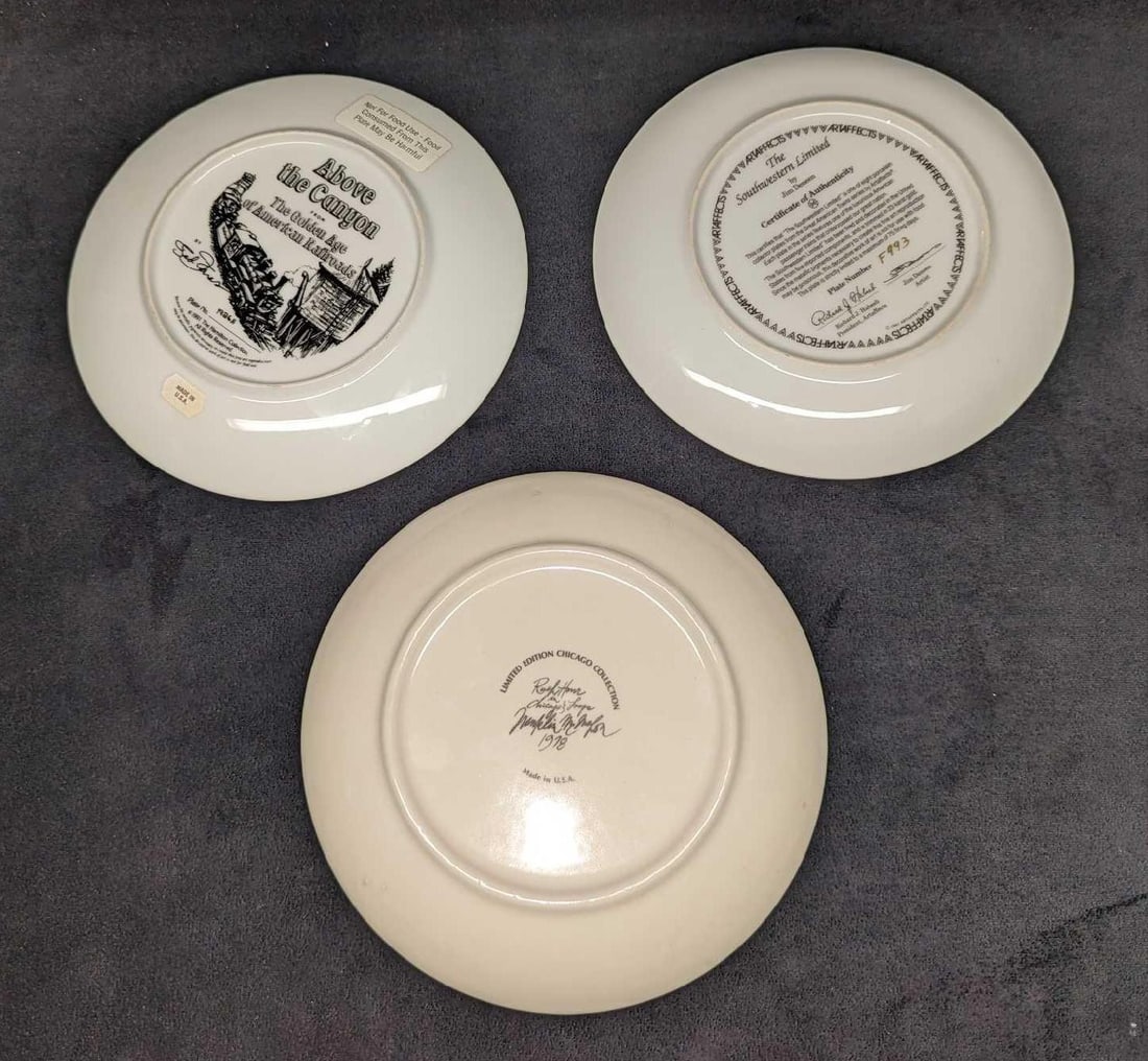 3 Collectable American Train Plates - 5