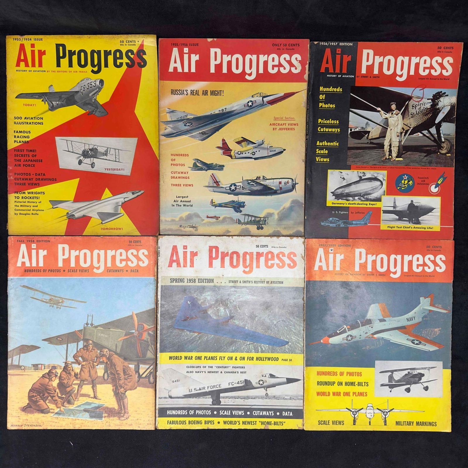 Air Progress Magazine Lot of 6 Six Magazines Collection Set: Air Progress Magazine Lot of 6 Six Magazines Collection Set. This Air Progress magazine collection includes several yearly series including 1953, 1954, 1955, 1956, 1957, and 1958. Each magazine shows
