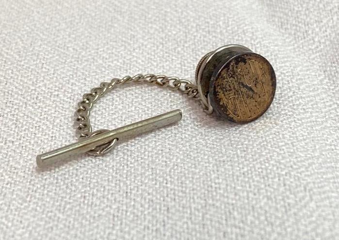 Sterling Monogrammed Tie Tack: This piece of jewelry has been tested and researched prior to testing . Please view all our pictures they are part of our description. DETAILS: Metal - .925 Sterling Silver Color - silver Stones - no