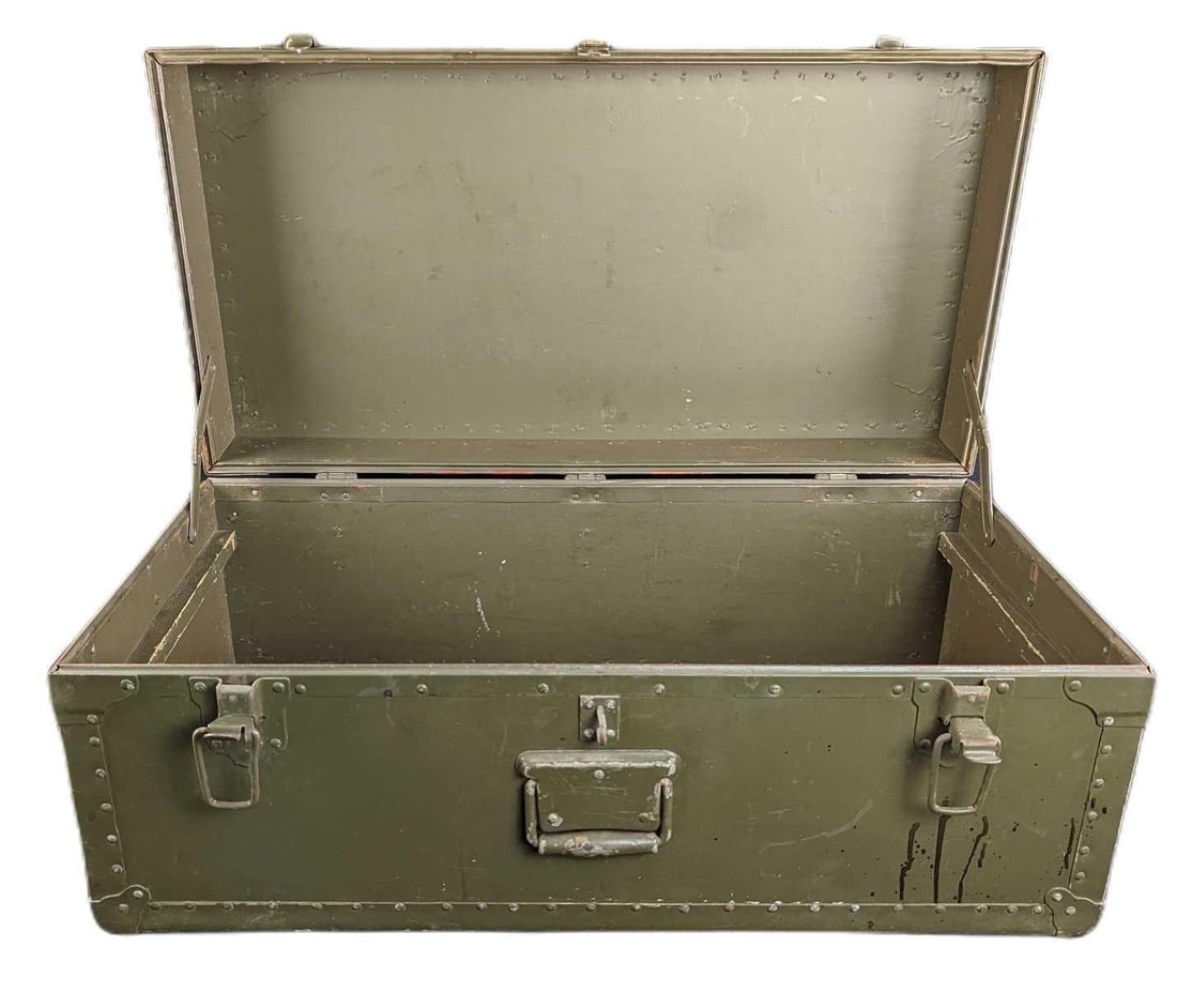 Vintage Heavy Sturdy Metal Trunk Chest (1 of 10)