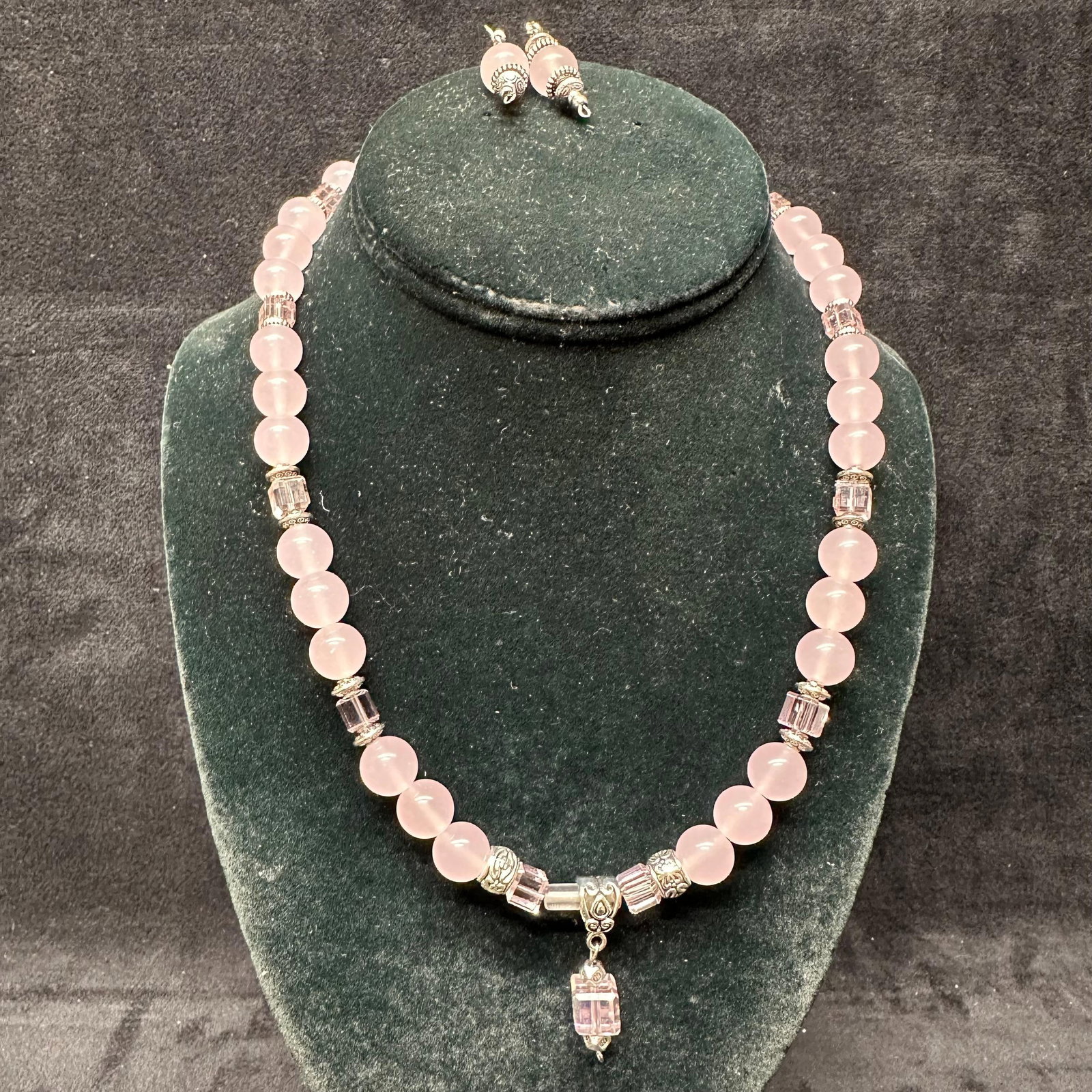 Chrystina Genuine Crystal Pink Beaded Necklace and Earrings Boxed Set (1 of 11)