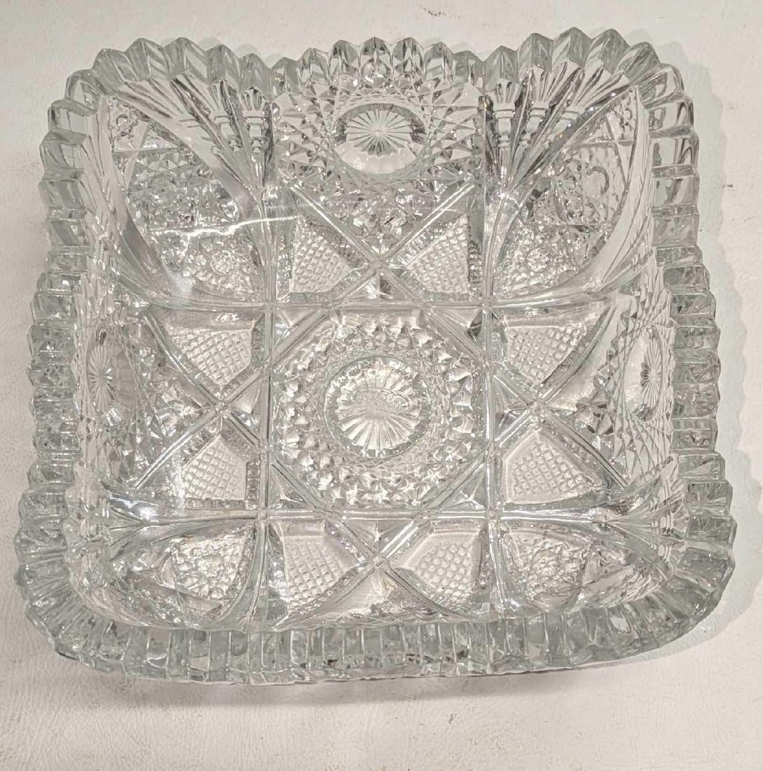 Vintage Imperial Nucut Square Glass Bowl (1 of 7)