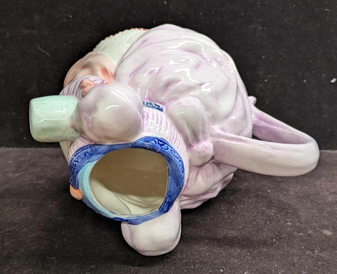 Vintage Ceramic Victorian Dressed Kitty Teapot - 8