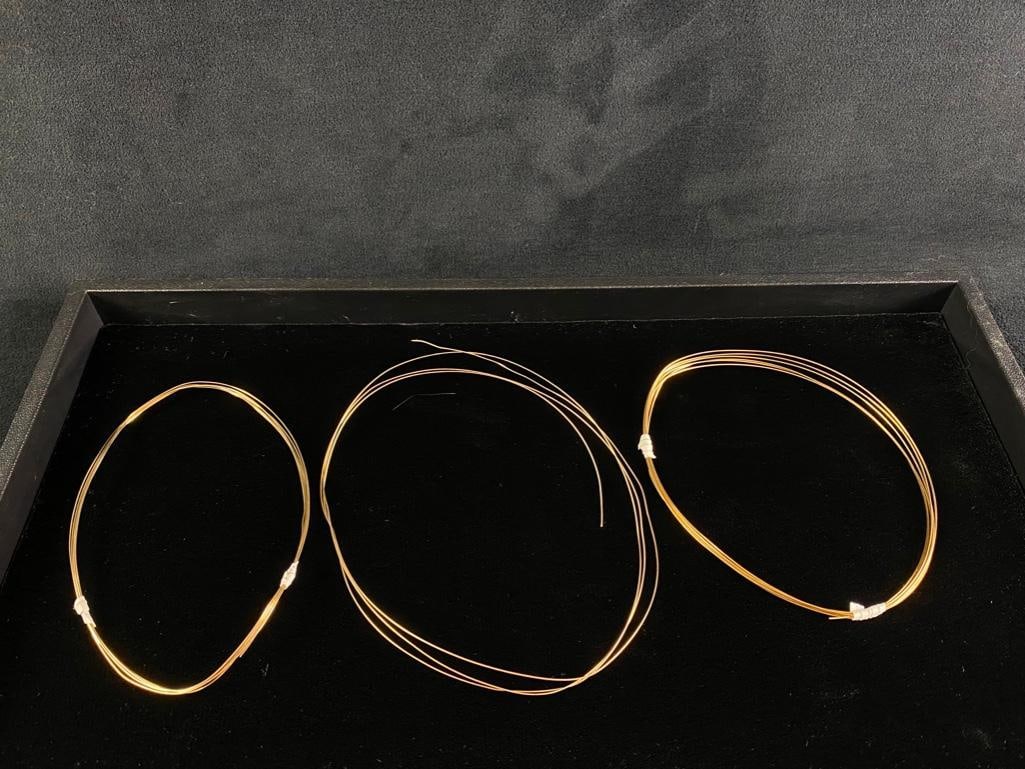 14k Gold Jewelry Findings - Wire: 14k Gold Jewelry Findings - Wire DETAILS: Metal - 14k GoldColor - GoldTested - YesSize - 22 ga (8g), 24 ga (3.9g), 22 ga (3.2g)Weight - 15.1 gMarkings - noneMaker - unknownStones - noneStyle -