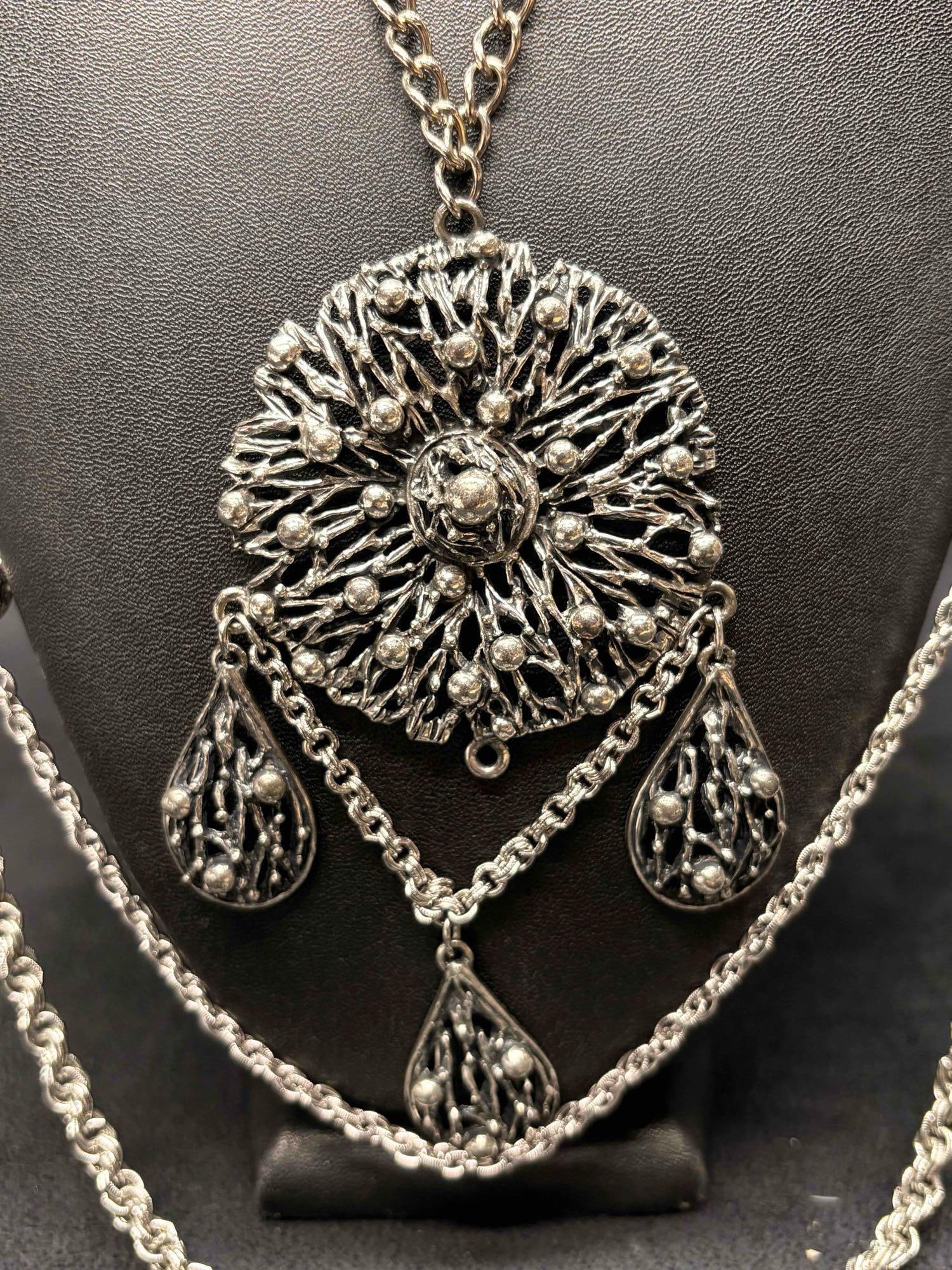 6pc Silver Eccentric Statement Necklace Lot - 3