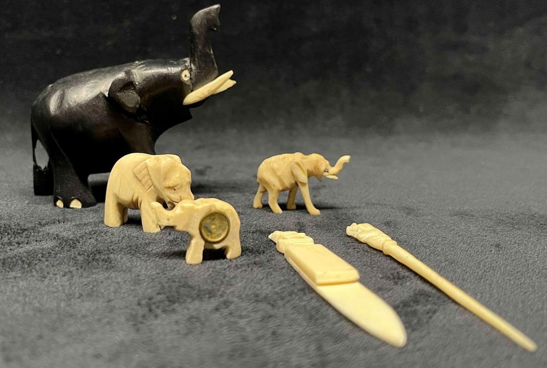 Unique Hand Carved Bone Elephant Bundle (1 of 14)