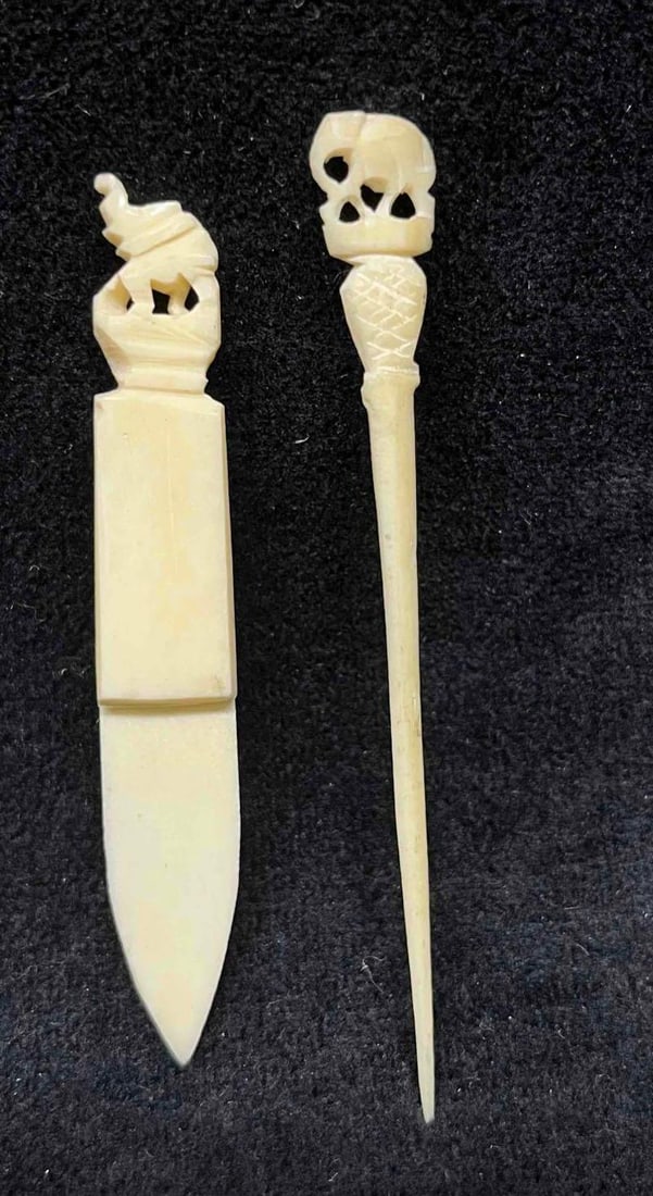 Unique Hand Carved Bone Elephant Bundle - 6