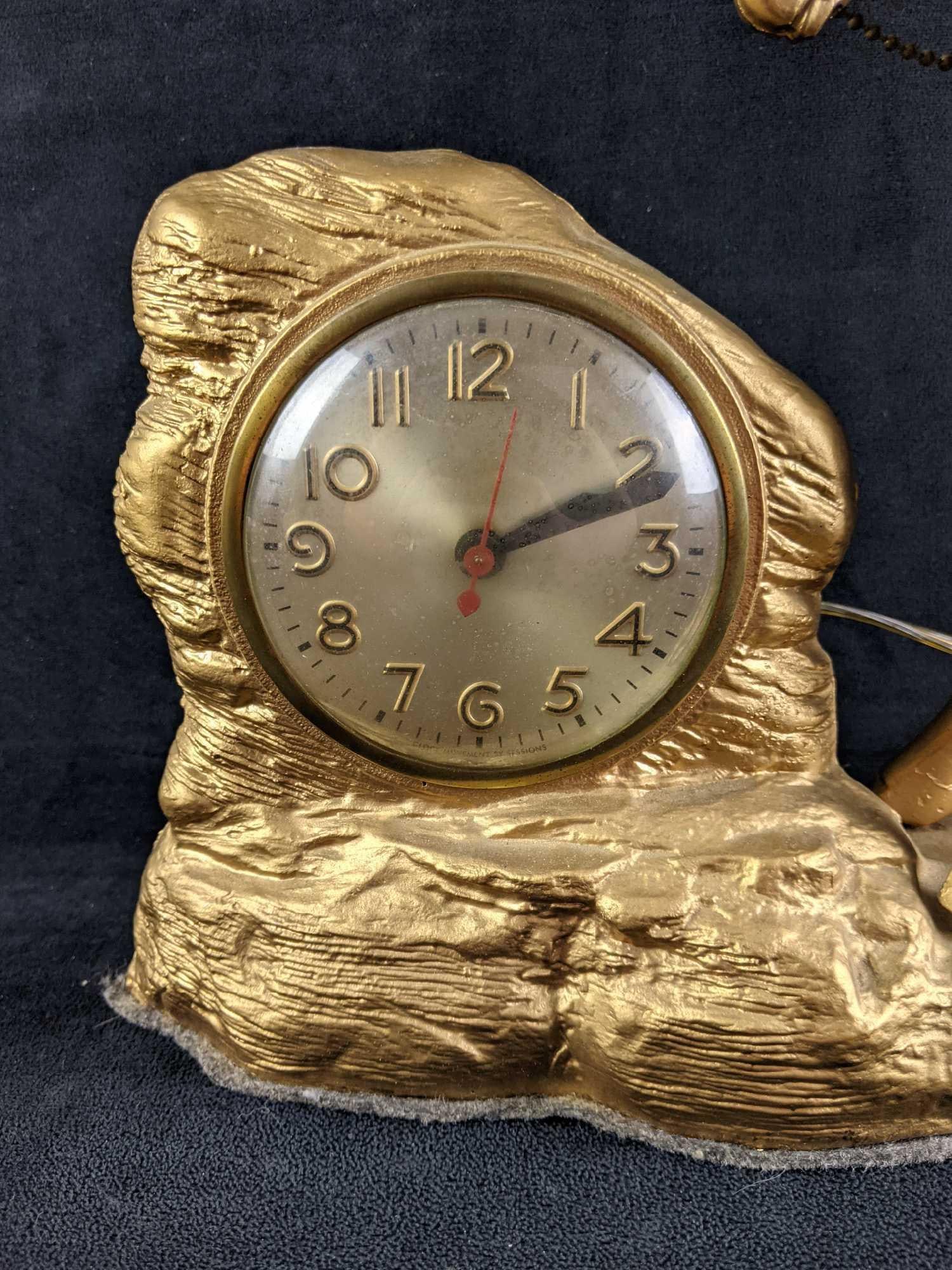 Gold Colored Horse Statue Clock - 3