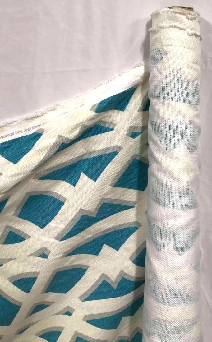 Teal & White Patterned Fabric - 4
