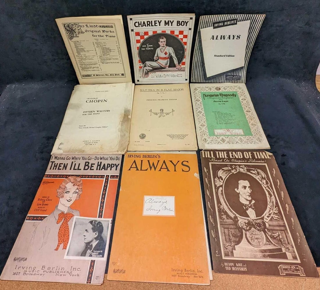9 Vintage Western Sheet Music: 9 Vintage Western Sheet Music. This lot includes: (1) Just A Little Lovin' - Will Go A Long Way. This was copyrighted in 1948.(1) Red River Valley. This was copyrighted in 1935.(1) Home On The