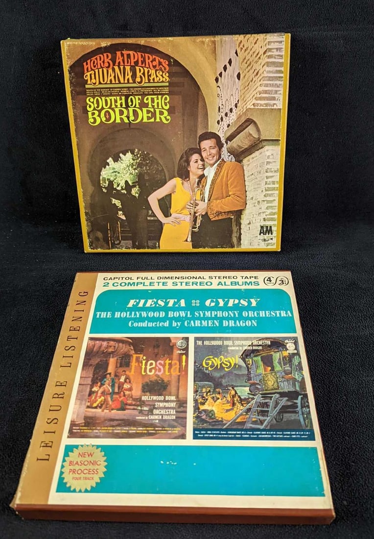 Tijuana Brass & Fiesta & Gypsy 4 Track Tapes: Tijuana Brass & Fiesta & Gypsy 4 Track Tapes This lot includes: (1) Herb Alpert's Tijuana Brass - South Of The Border. A&M. Reel to reel 4 Track Tape. It comes in its original box