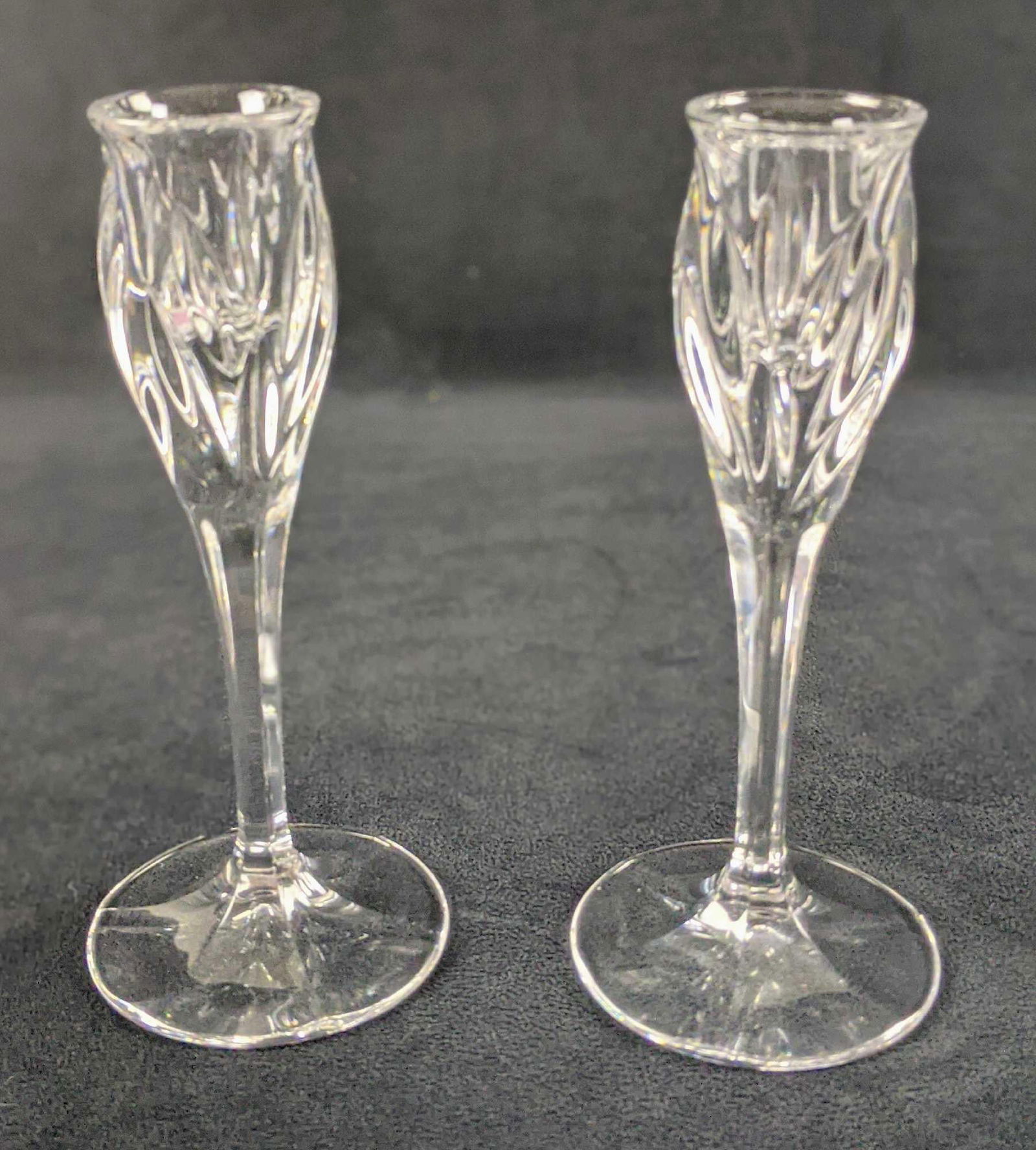 Two Clear Crystal Candlesticks - 7