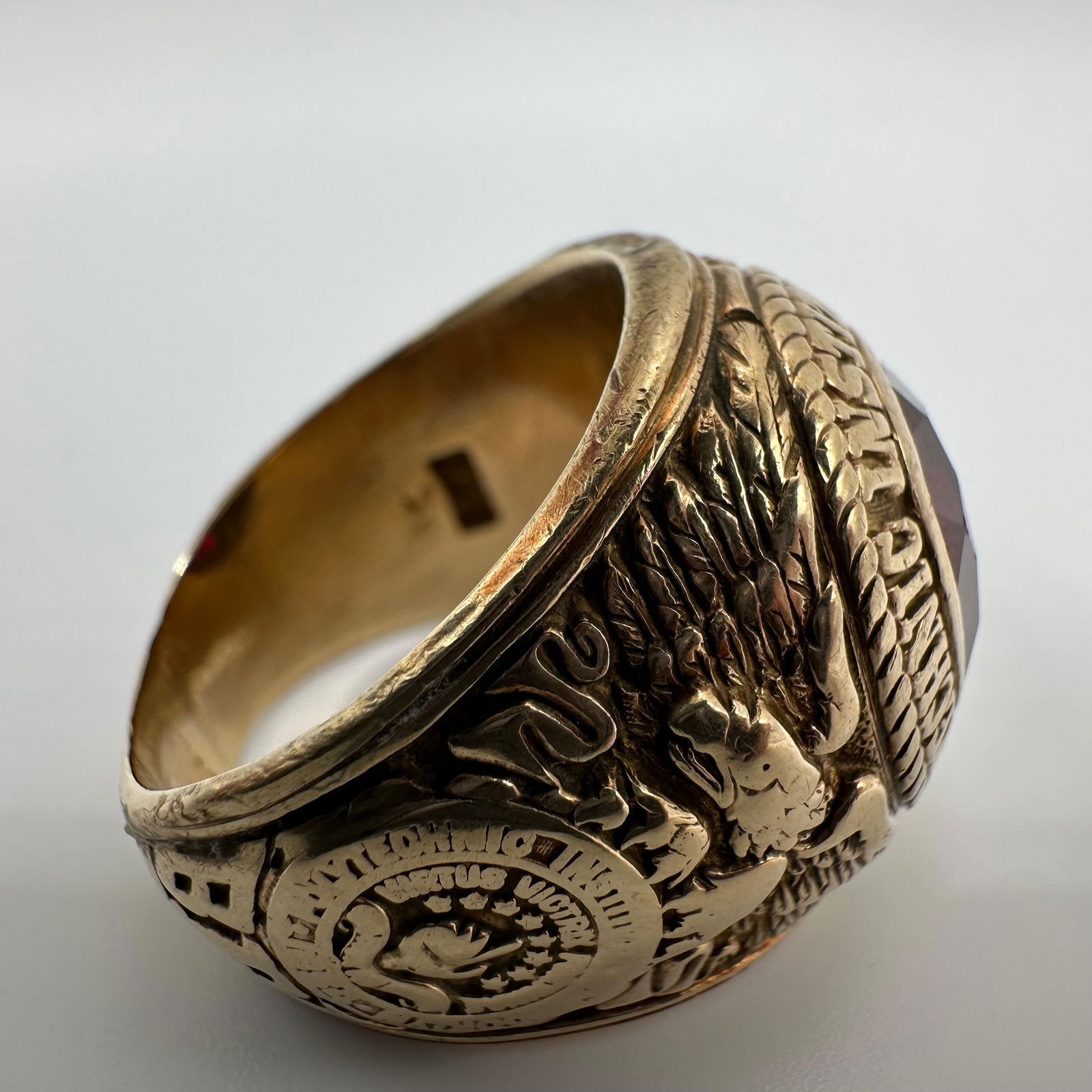 10K Lab Ruby Polytechnic Institute Brooklyn Gold Class Ring 1959 - 12