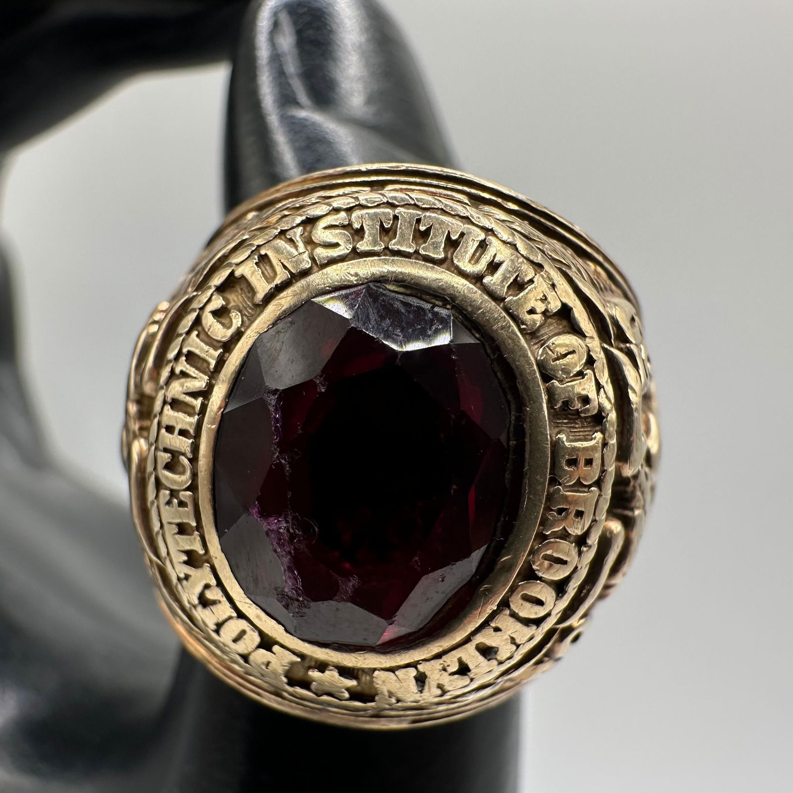 10K Lab Ruby Polytechnic Institute Brooklyn Gold Class Ring 1959 - 2